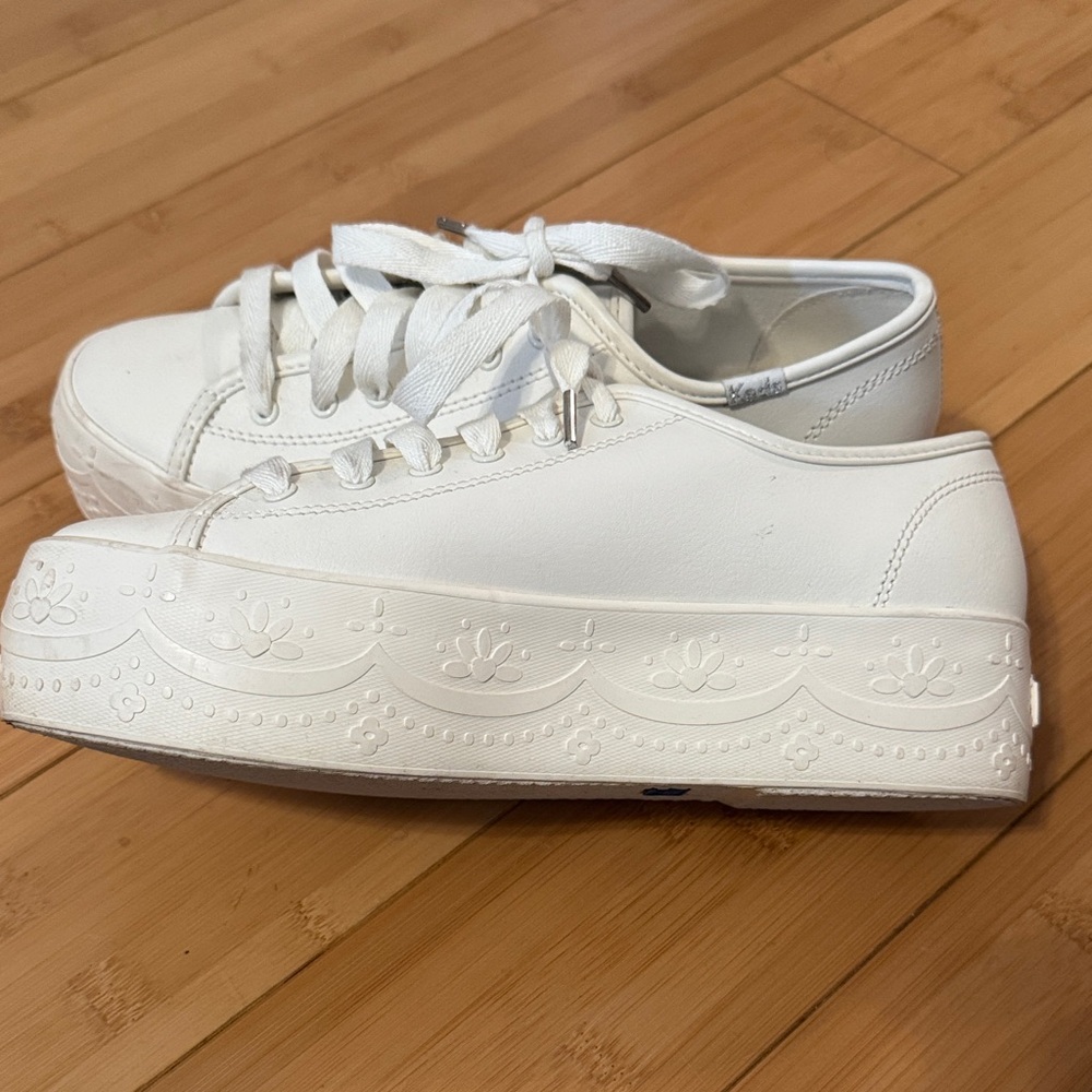 Keds-Triple Up Leather Lace Foxing Lace Up - Bridal Platform Shoe